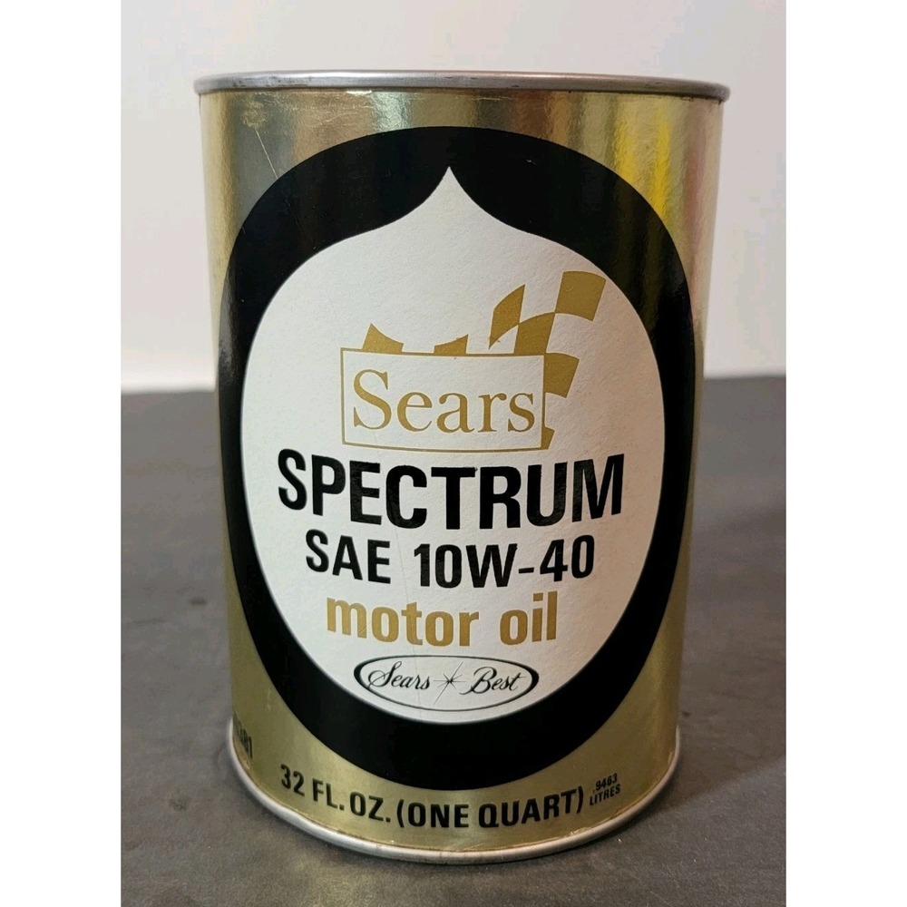 1960s Vintage Gold Sears 10W-40‎ Spectrum Motor Oil 100% Full Can NEW Sealed